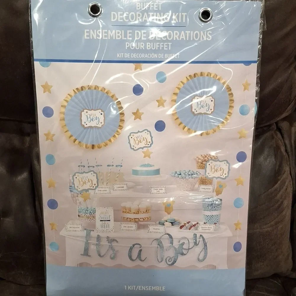 Baby Boy Baby Shower Backdrop & Decorating Kit Decorations